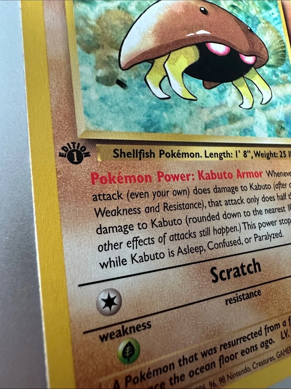 Kabuto 1st Edition Pokémon Trading Card